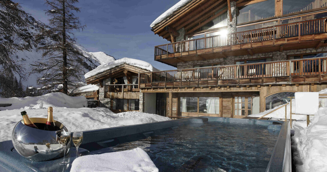 Luxury ski chalets with hot tub - this fine example is in Val d'Isere