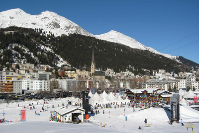 Luxury chalets and hotels in Davos resort, Switzerland