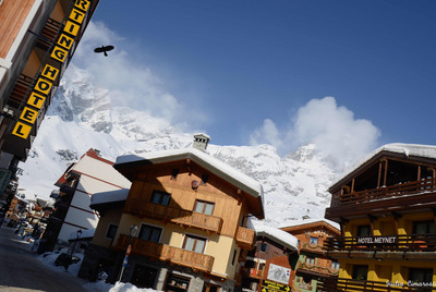Luxury hotels and chalets in Cervinia resort, Italy