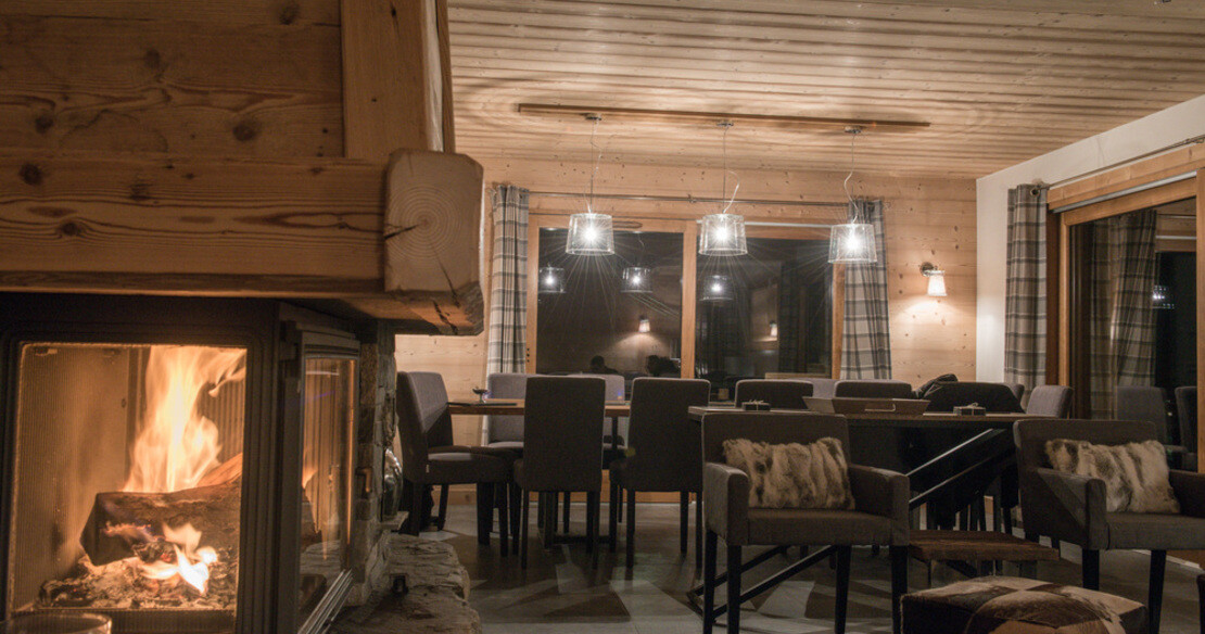 Chalet Les Pierrys in Morzine fireplace