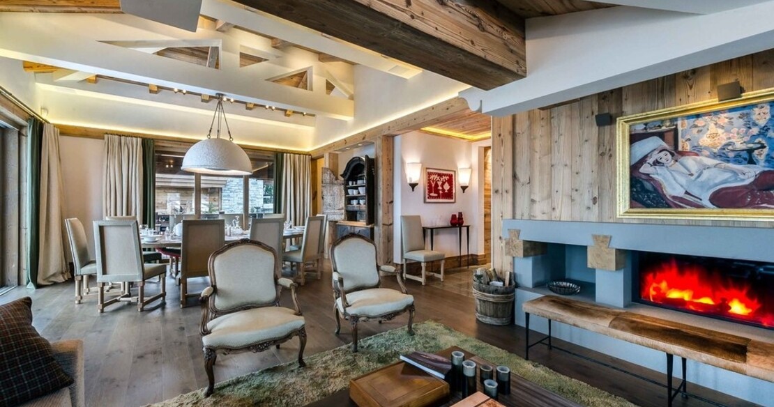 The sitting room in Chalet Bastidons, Courchevel 1850