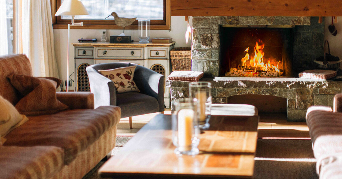 Chalet Bellevue, Meribel, fireplace